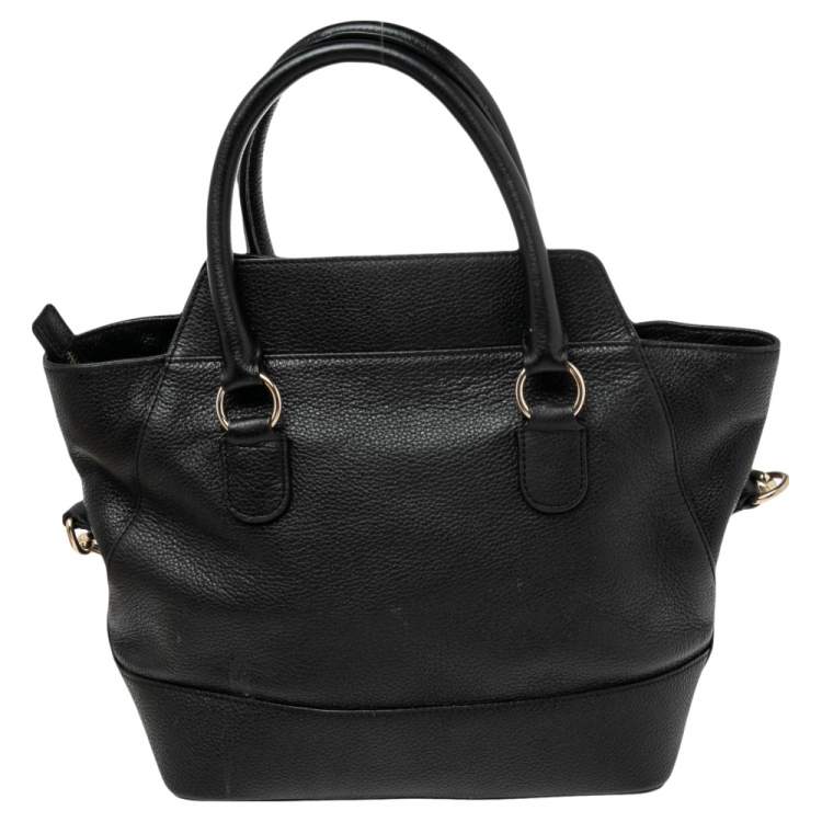 Pre Owned Aigner Black Leather Zip Tote