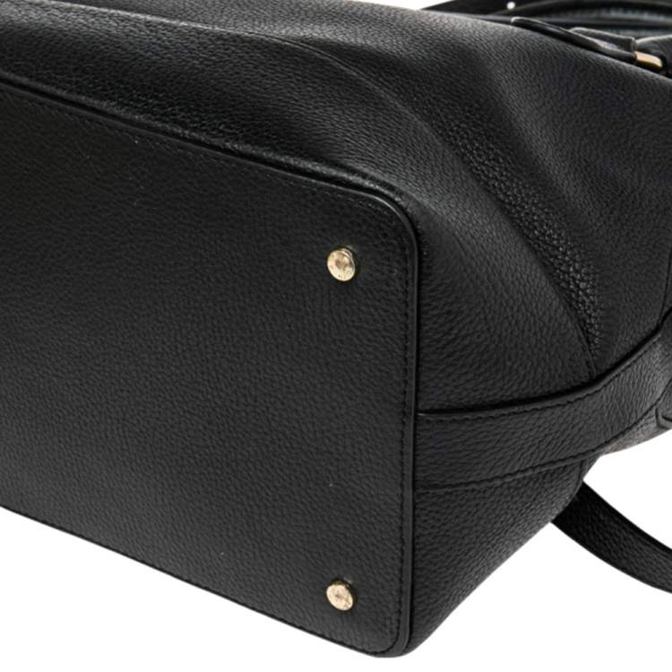 Pre Owned Aigner Black Leather Zip Tote