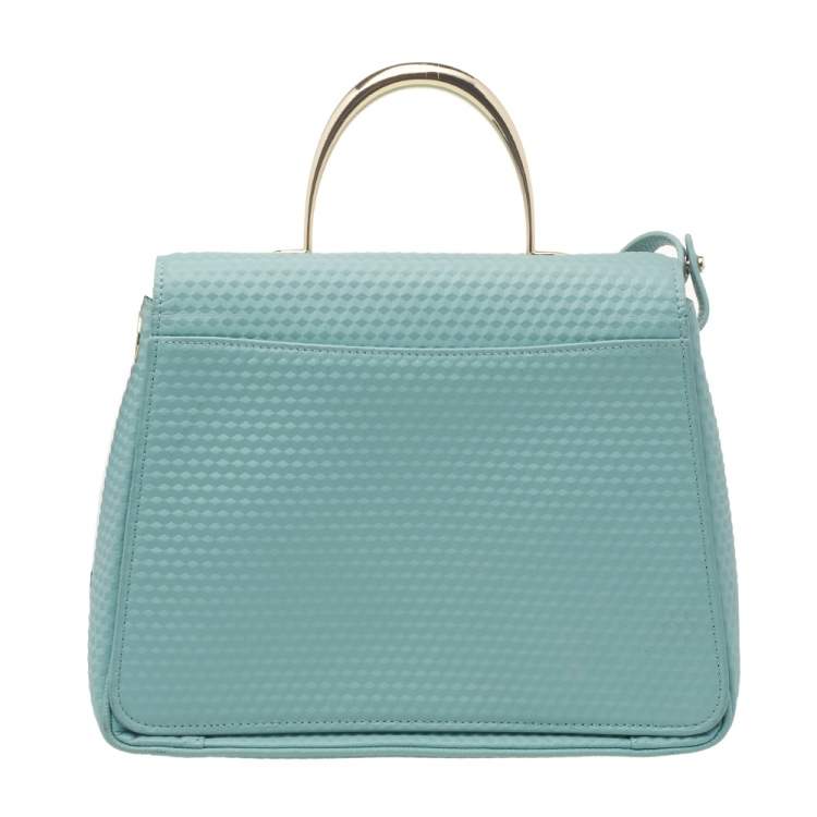Pre Owned Aigner Mint Green Embossed Leather Genoveva Top Handle Bag