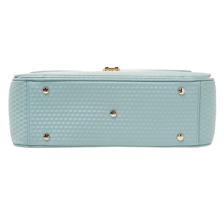 Pre Owned Aigner Mint Green Embossed Leather Genoveva Top Handle Bag