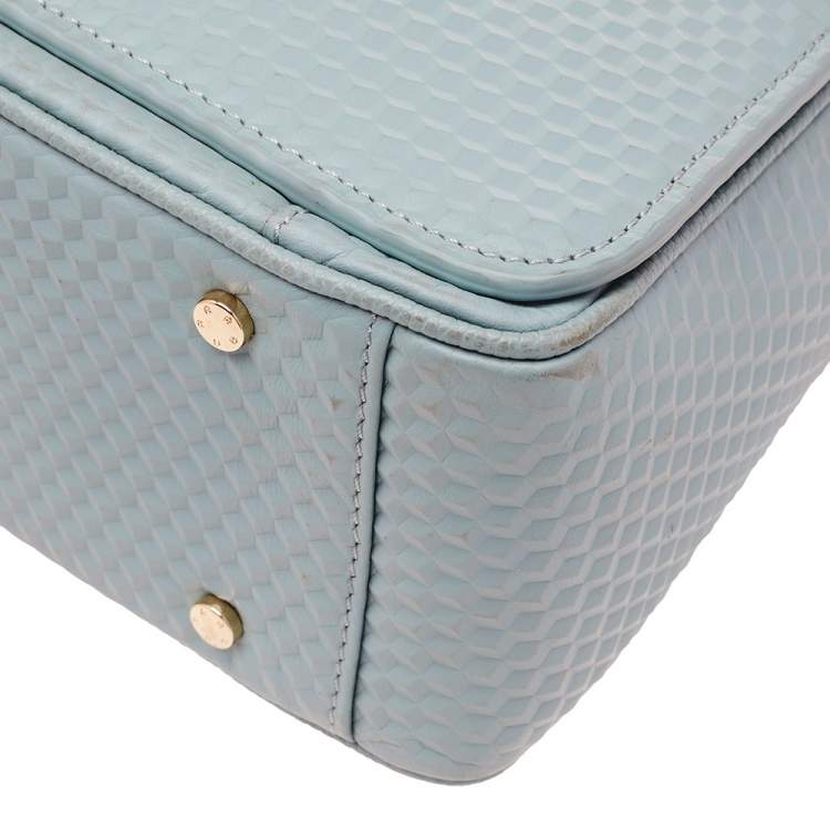 Pre Owned Aigner Mint Green Embossed Leather Genoveva Top Handle Bag