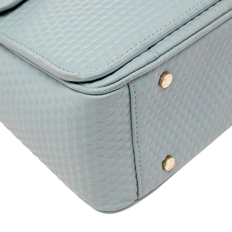 Pre Owned Aigner Mint Green Embossed Leather Genoveva Top Handle Bag