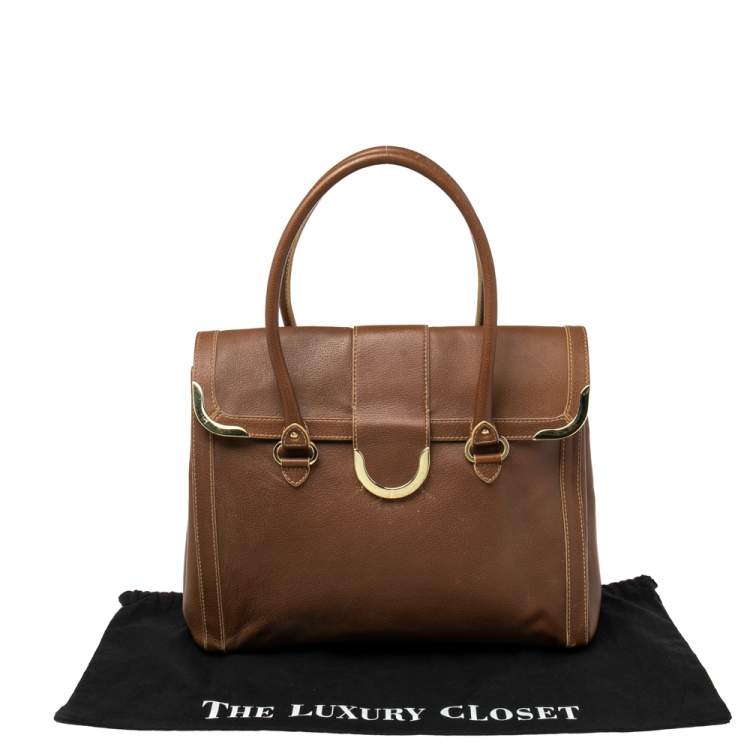 Pre Owned Aigner Brown Leather Satchel