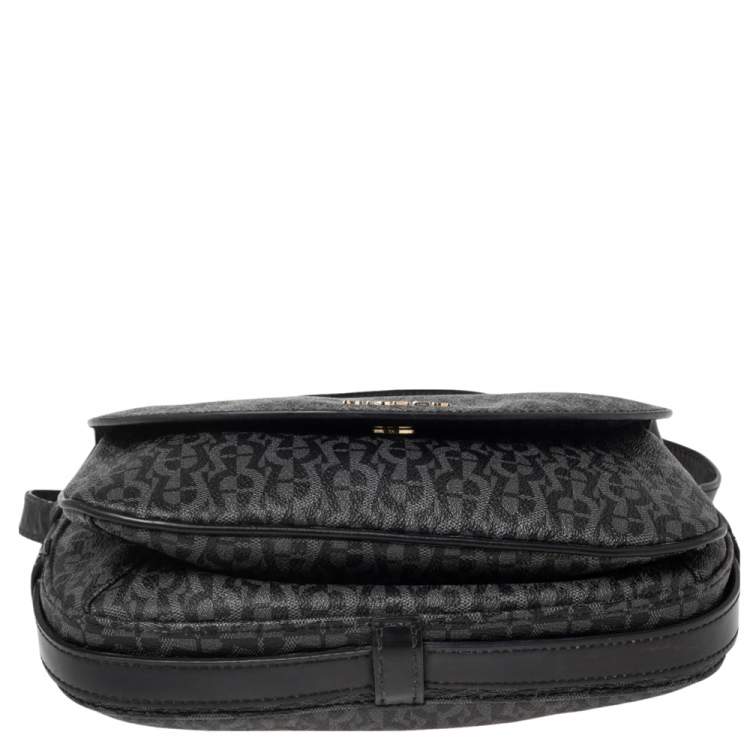 Pre Owned Aigner Black Signature PVC and Leather Messenger Bag