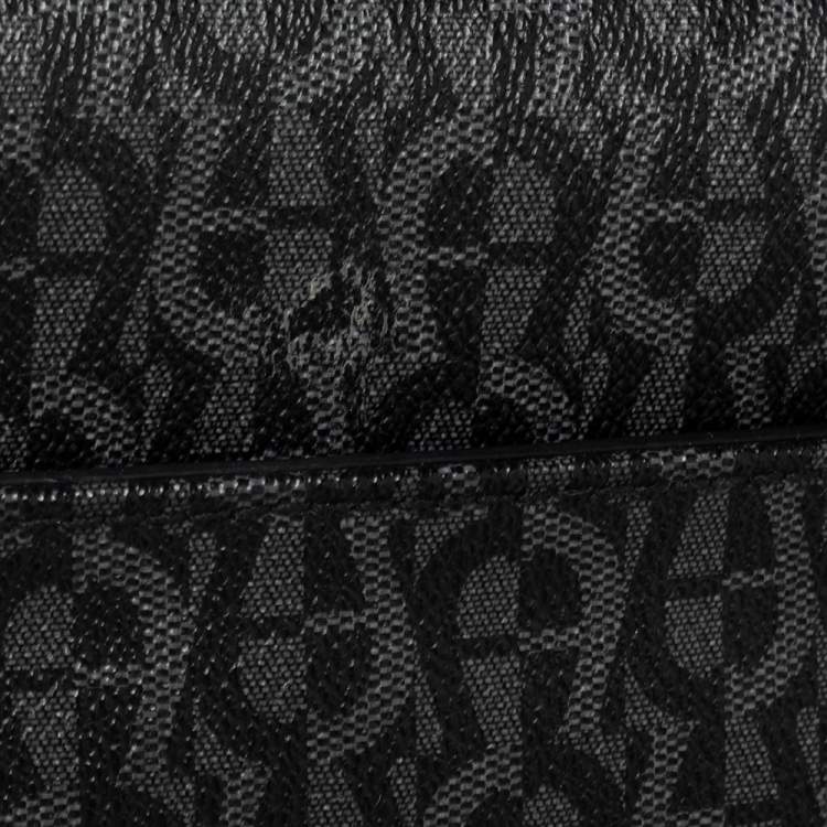 Pre Owned Aigner Black Signature PVC and Leather Messenger Bag