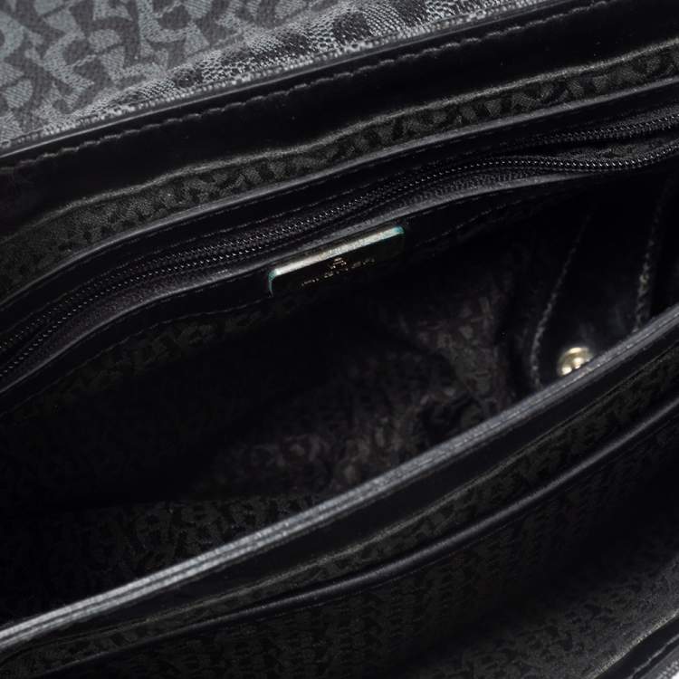Pre Owned Aigner Black Signature PVC and Leather Messenger Bag