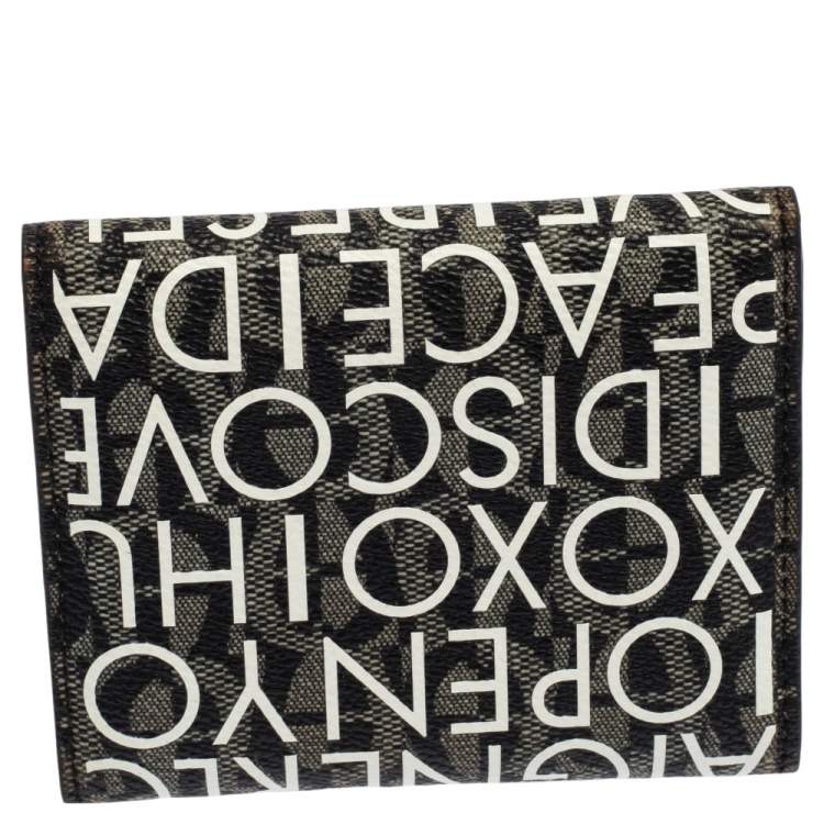 Pre Owned Aigner White/Black Signature Coated Canvas Compact Wallet