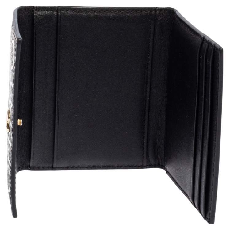 Pre Owned Aigner White/Black Signature Coated Canvas Compact Wallet