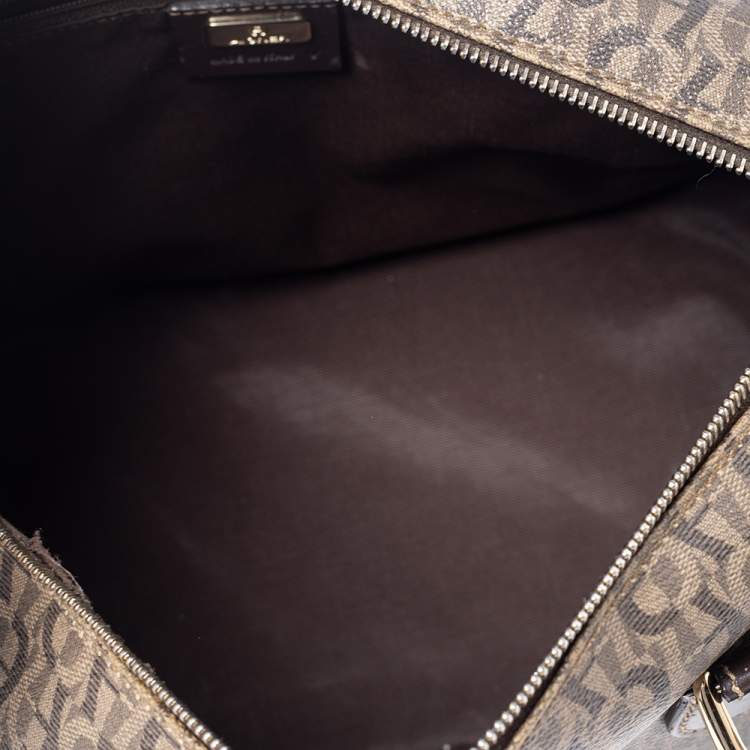Pre Owned Aigner Brown Signature Canvas and Leather Satchel
