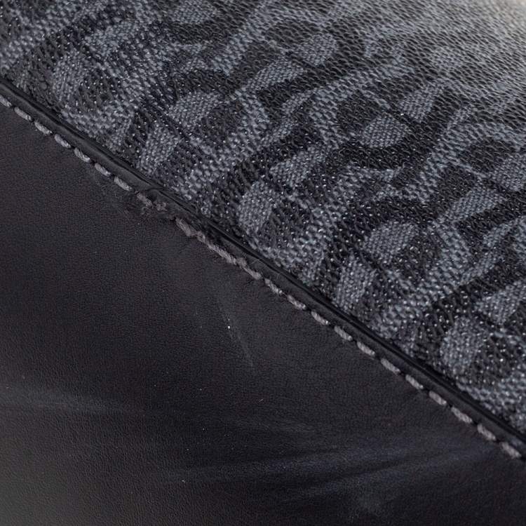 Pre Owned Aigner Black/Grey Zoe Coated Canvas Mini Boston Bag