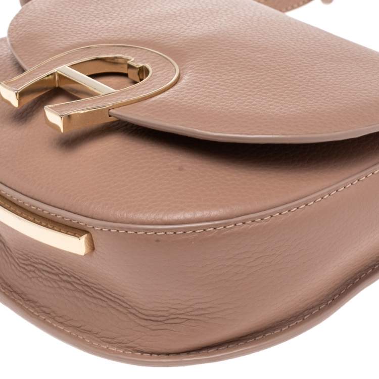 Pre Owned Aigner Pink Grained Leather Mini Pina Crossbody Bag