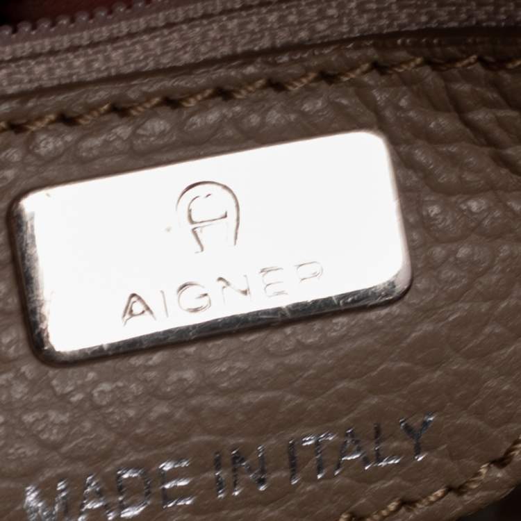 Pre Owned Aigner Grey Leather Mini Cybill Tote