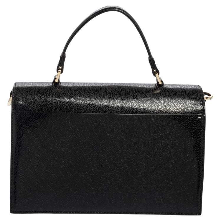 Pre Owned Aigner Black Glossy Leather Siena Top Handle Bag