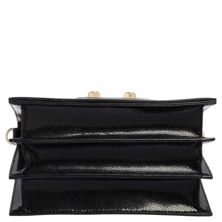 Pre Owned Aigner Black Glossy Leather Siena Top Handle Bag