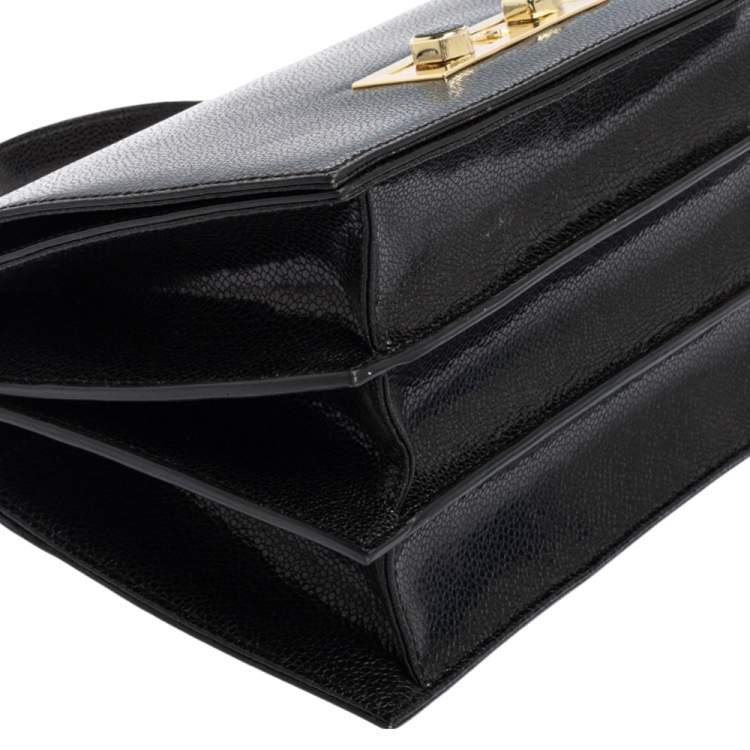 Pre Owned Aigner Black Glossy Leather Siena Top Handle Bag