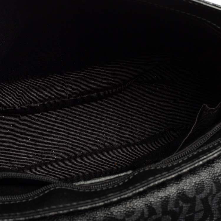 Pre Owned Aigner Black/Grey Coated Canvas Messenger Bag