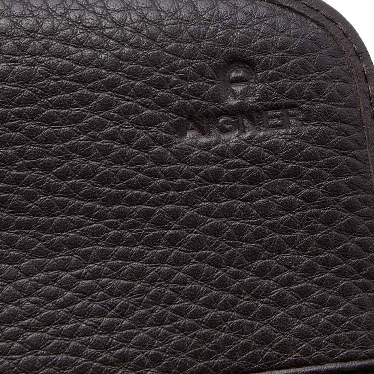 Pre Owned Aigner Brown Signature Coated Canvas and Leather Continental Flap Wallet