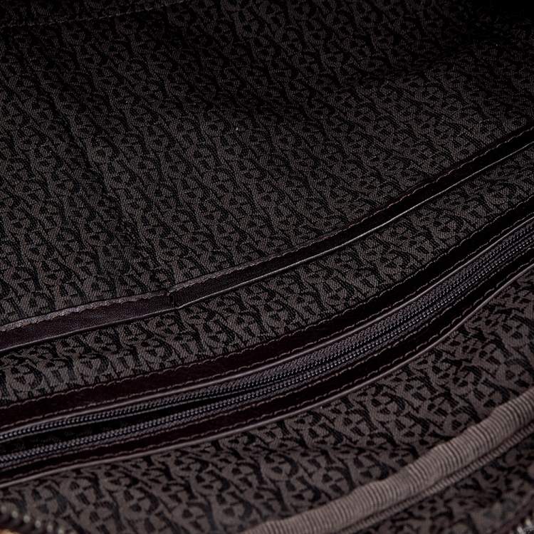 Pre Owned Aigner Dark Brown/Beige Signature Canvas And Leather Laptop Bag