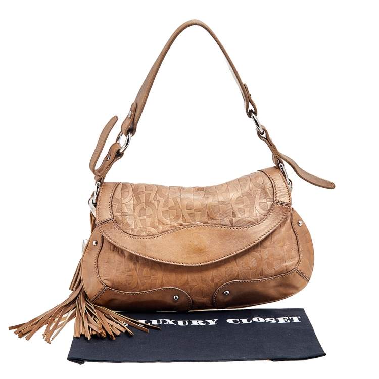 Pre Owned Aigner Bronze Leather Tassel Shoulder Bag