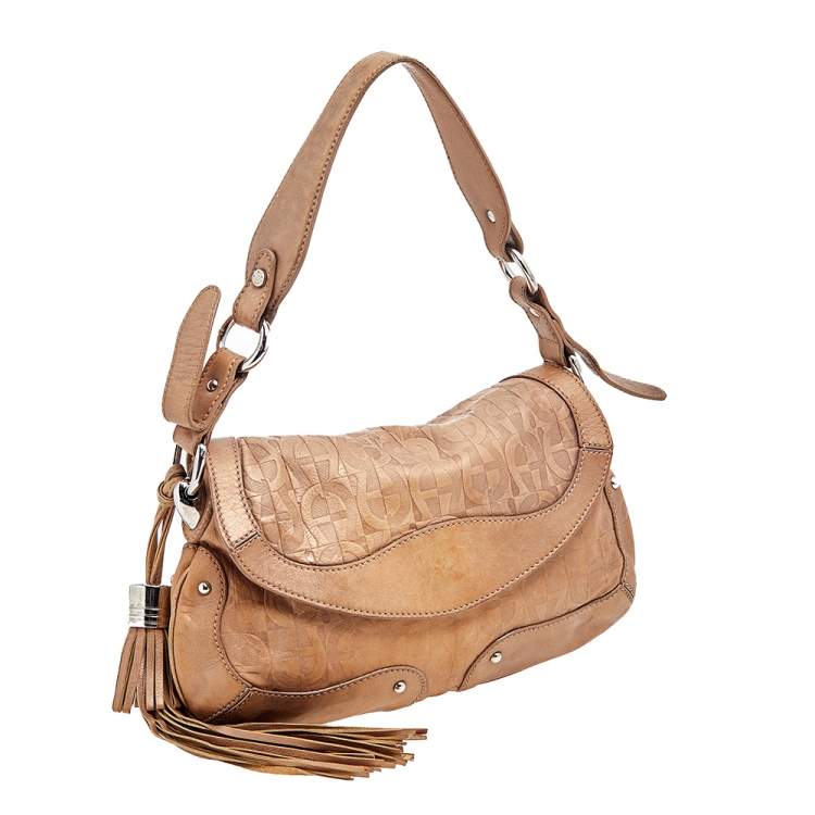 Pre Owned Aigner Bronze Leather Tassel Shoulder Bag