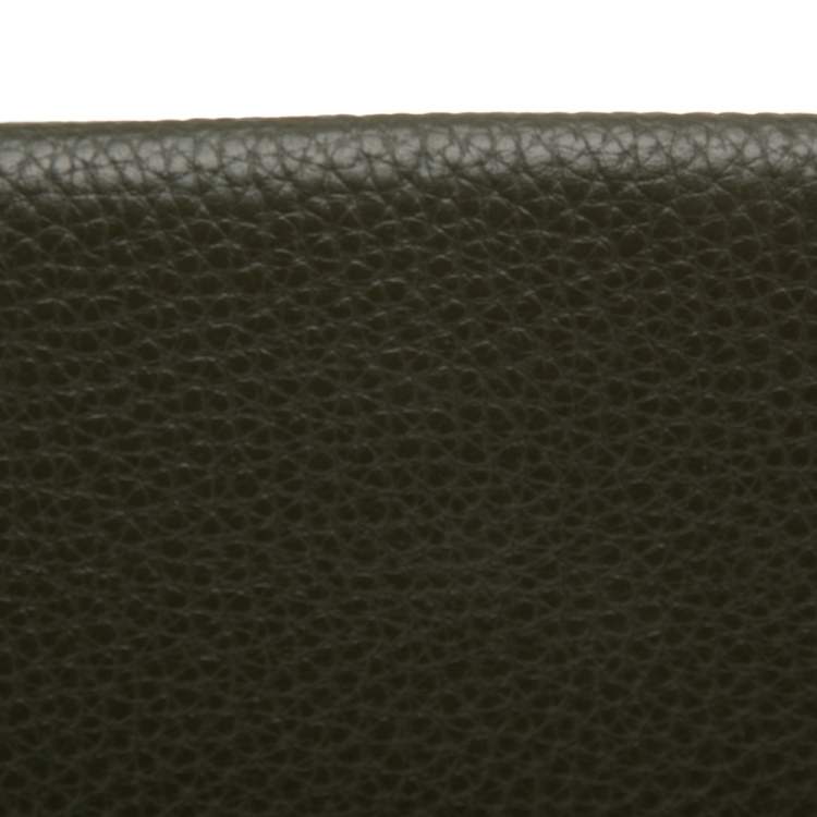 Pre Owned Aigner Olive Green Leather Flap Crossbody Bag