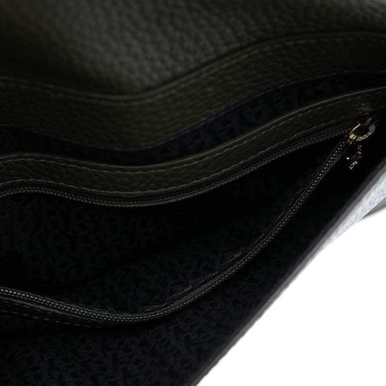 Pre Owned Aigner Olive Green Leather Flap Crossbody Bag