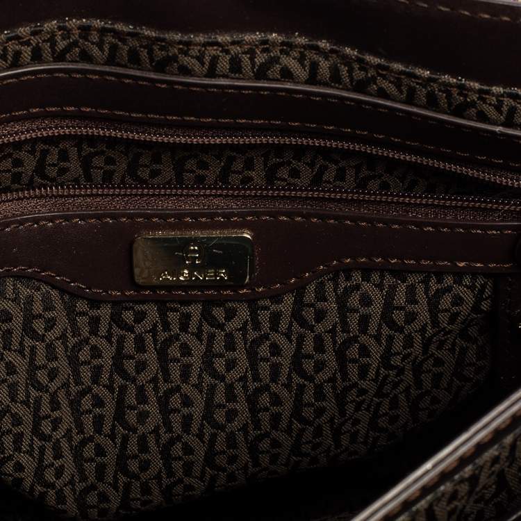 مملوكة مسبقًا Aigner Brown/Pink Ombre Signature Coated Canvas Flap Crossbody Bag