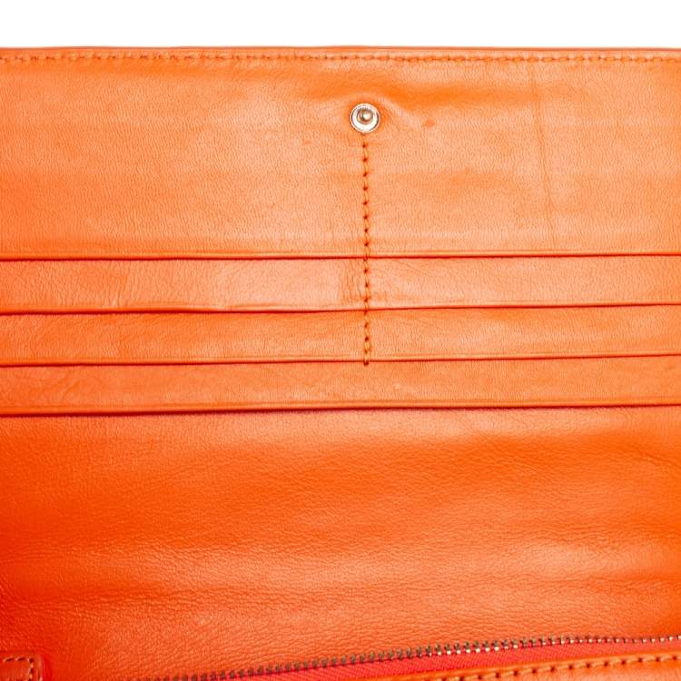 Pre Owned Aigner Tangerine Signature Embossed Patent and Leather Charm Shoulder Bag