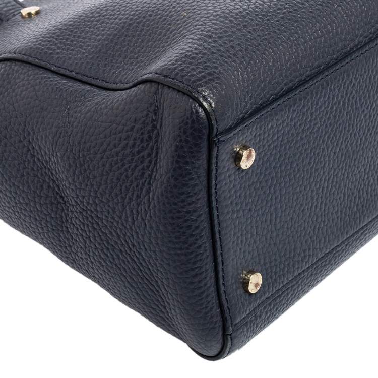 Pre Owned Aigner Navy Blue Leather Satchel
