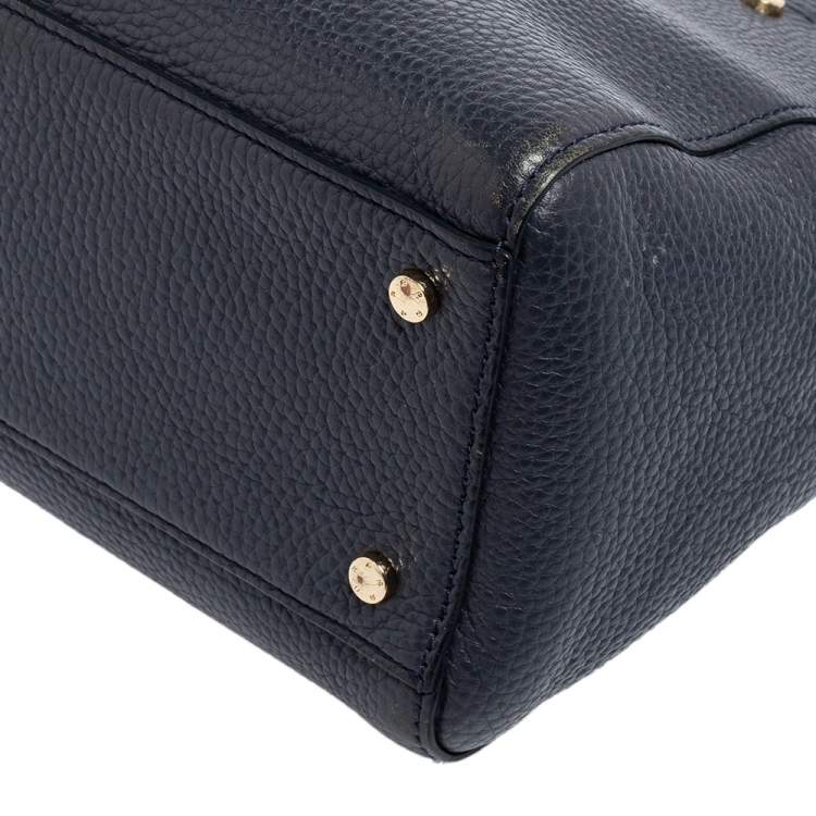 Pre Owned Aigner Navy Blue Leather Satchel