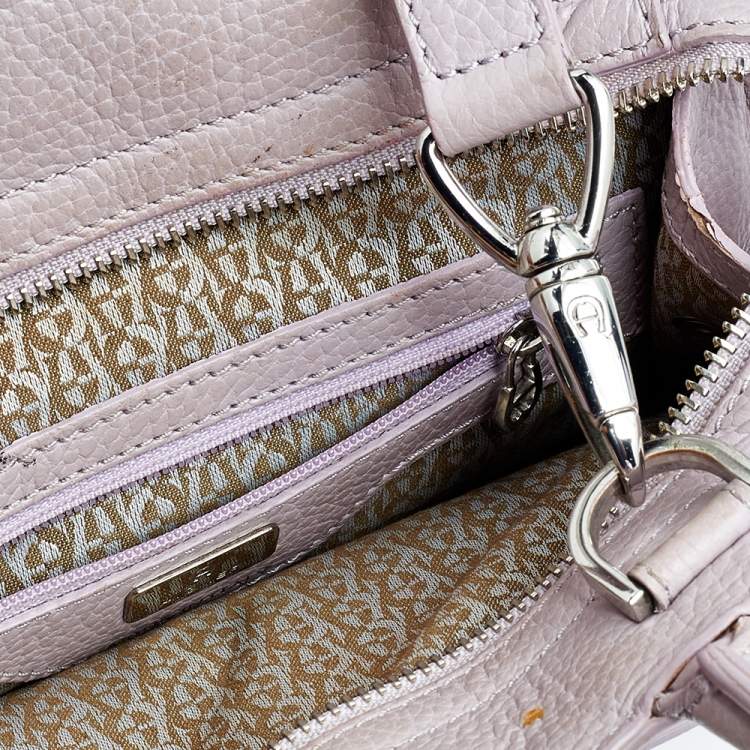 Pre Owned Aigner Lilac Leather Tote