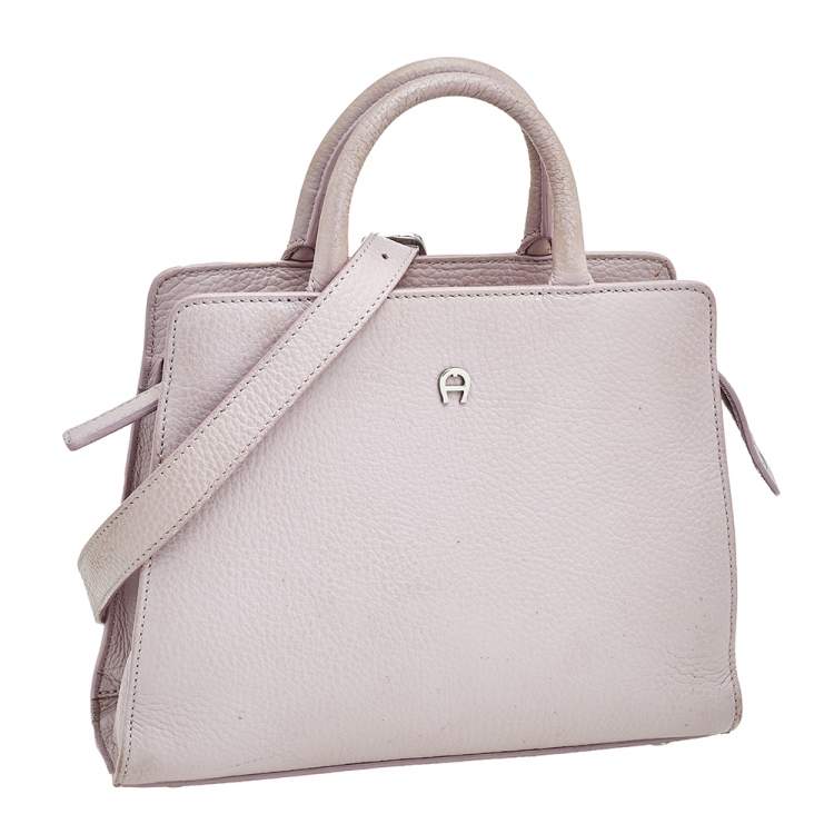 Pre Owned Aigner Lilac Leather Tote