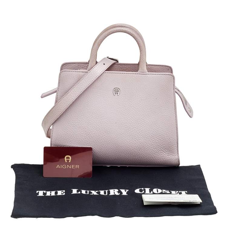 Pre Owned Aigner Lilac Leather Tote