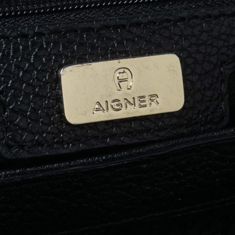 Pre Owned Aigner Black Leather Genoveva M Top Handle Bag 