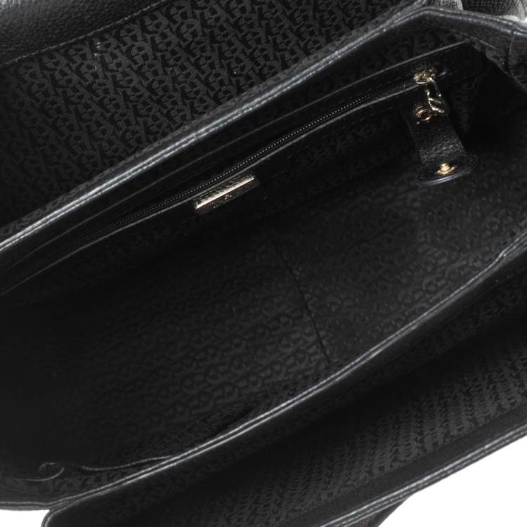 Pre Owned Aigner Black Leather Genoveva M Top Handle Bag 