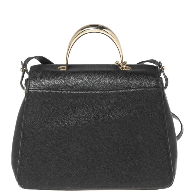 Pre Owned Aigner Black Leather Genoveva M Top Handle Bag 