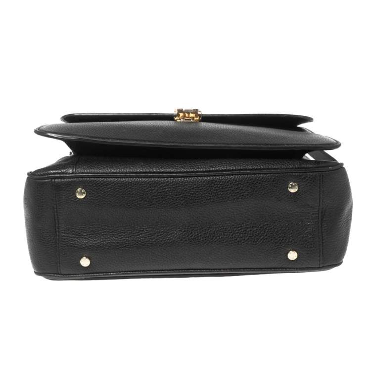Pre Owned Aigner Black Leather Genoveva M Top Handle Bag 