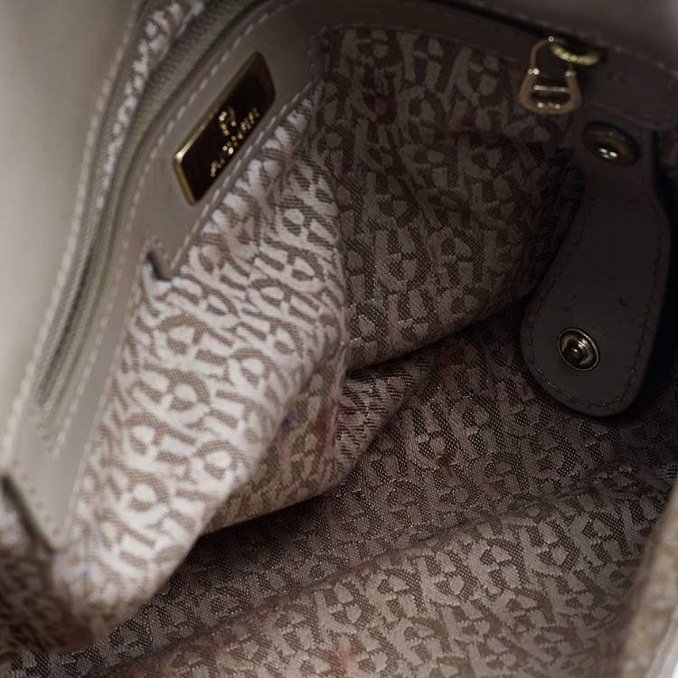 Pre Owned Aigner Dark Beige Python Embossed Leather Shoulder Bag
