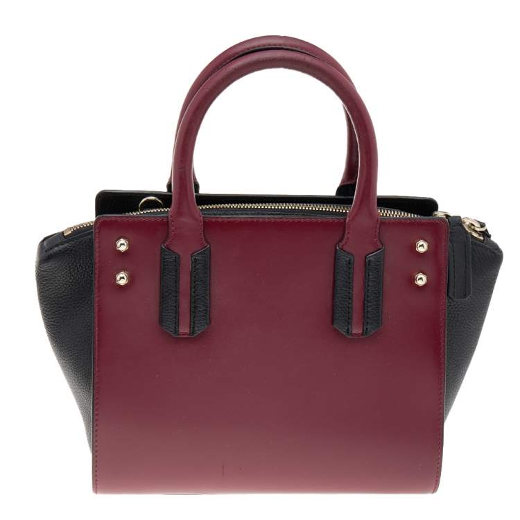 Pre Owned Aigner Burgundy/Black Leather Tote