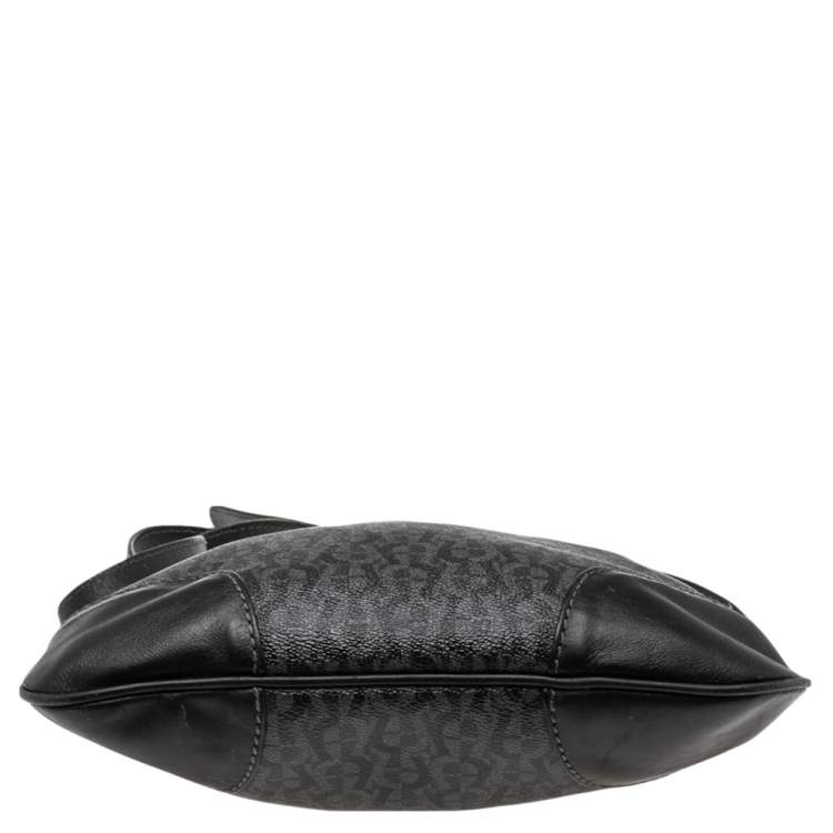 Pre Owned Aigner Black Signature Coated Canvas and Leather Crossbody Bag