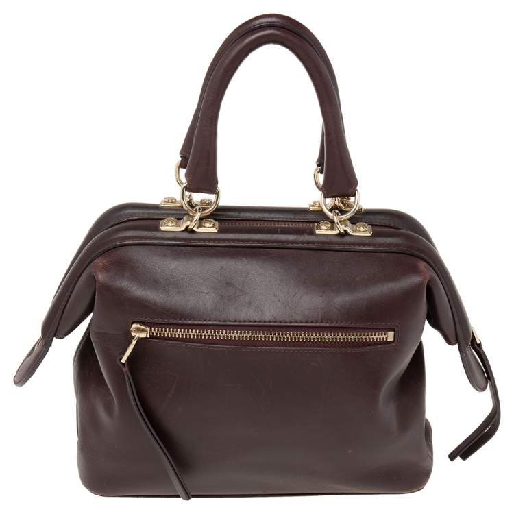 Pre Owned Aigner Dark Brown Leather Boston Bag
