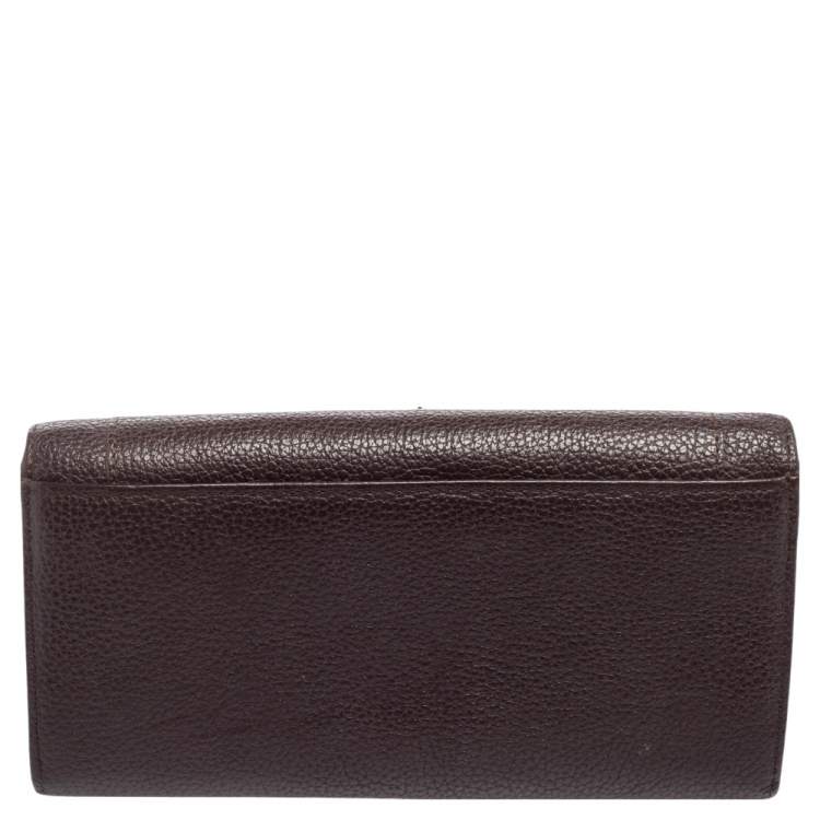 Pre Owned Aigner Plum Leather Logo Flap Continental Wallet