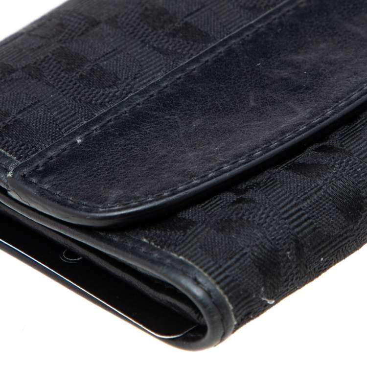 Pre Owned Aigner Black Signature Canvas and Leather Trifold Wallet