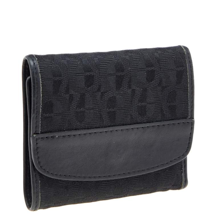 Pre Owned Aigner Black Signature Canvas and Leather Trifold Wallet