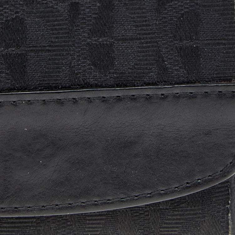 Pre Owned Aigner Black Signature Canvas and Leather Trifold Wallet