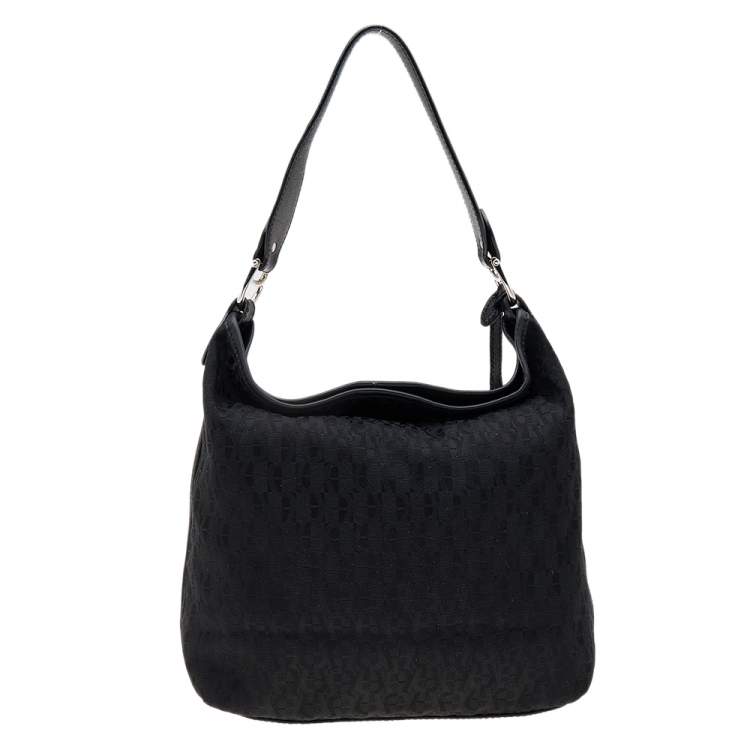Pre Owned Aigner Black Signature Canvas and Leather Hobo