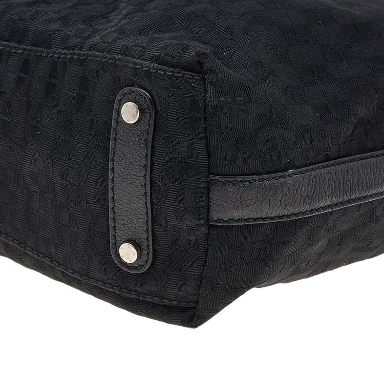 Pre Owned Aigner Black Signature Canvas and Leather Hobo