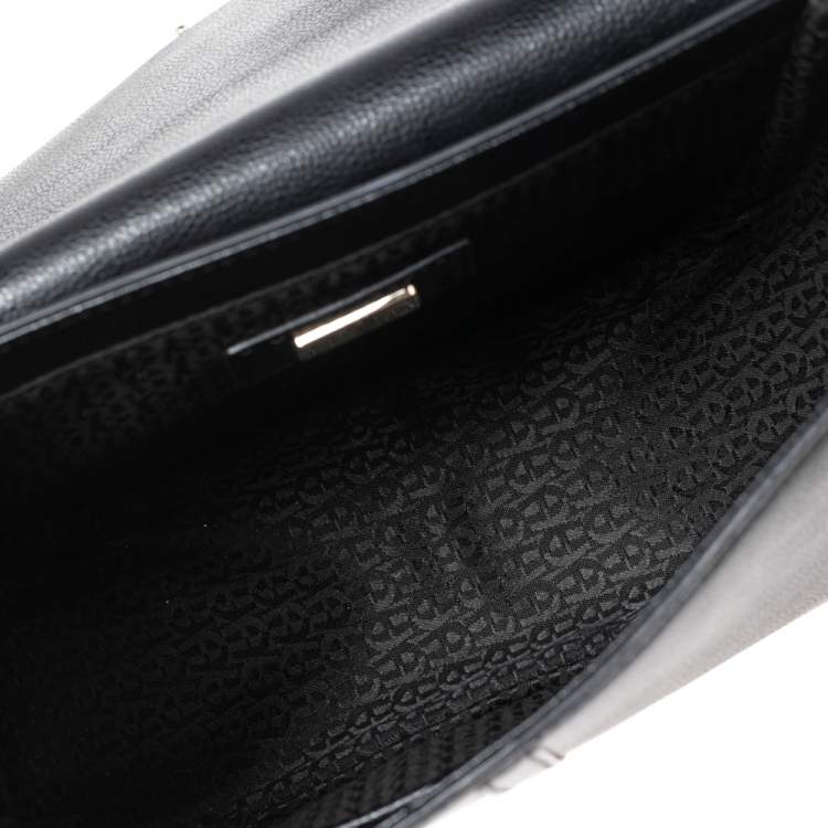 مملوكة مسبقًا Aigner Black Leather Cybill Cavallo Flap Shoulder Bag
