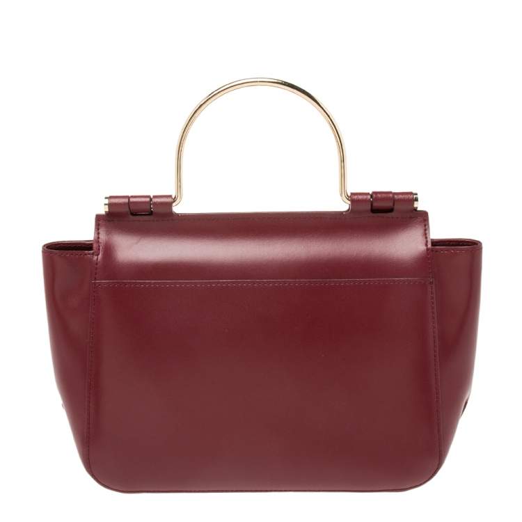 Pre Owned Aigner Burgundy Leather Top Handle Bag