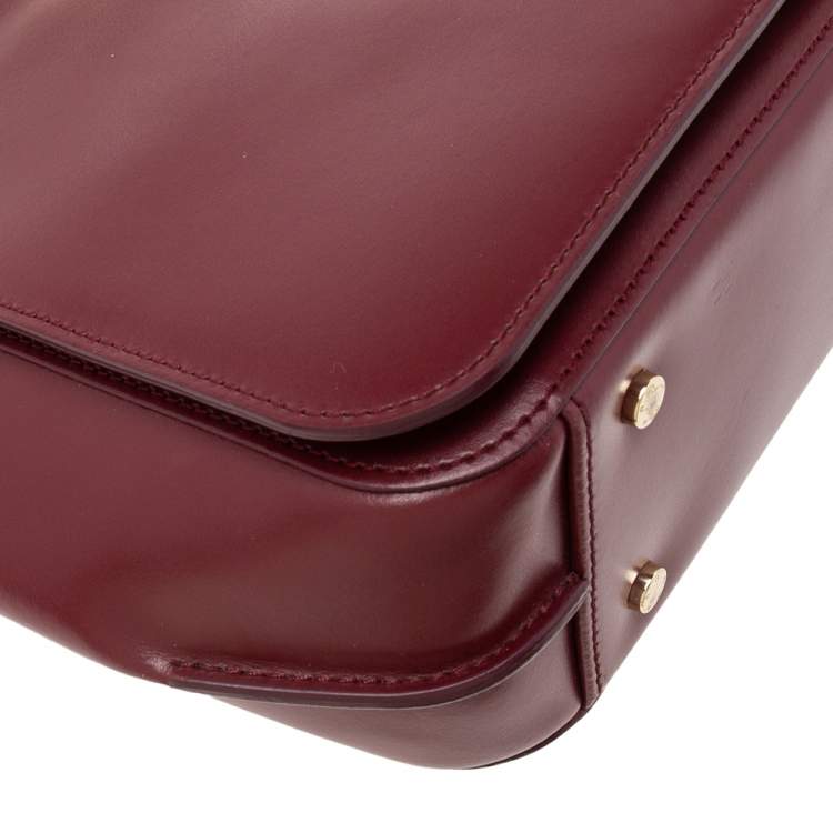 Pre Owned Aigner Burgundy Leather Top Handle Bag